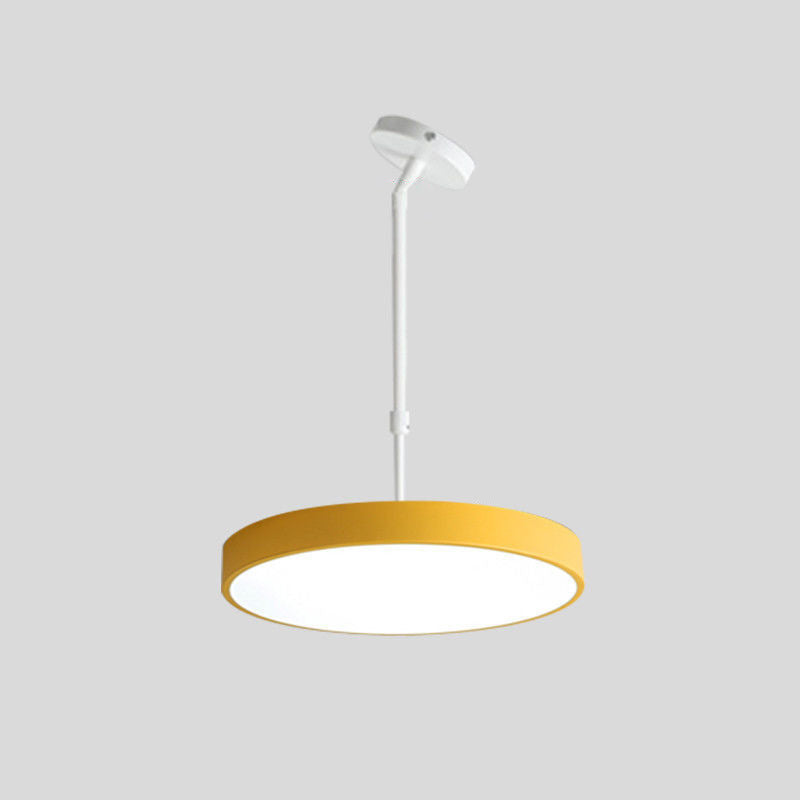 Contemporary Scandinavian Macaron Universal Adjustable Round Cylinder Iron Acrylic LED Pendant Light for Bedroom