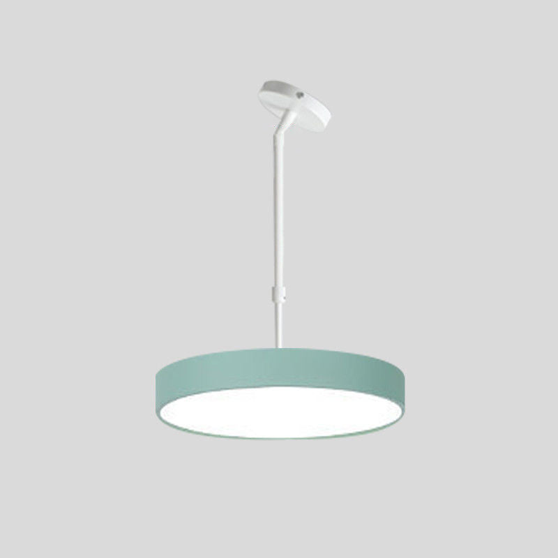 Contemporary Scandinavian Macaron Universal Adjustable Round Cylinder Iron Acrylic LED Pendant Light for Bedroom