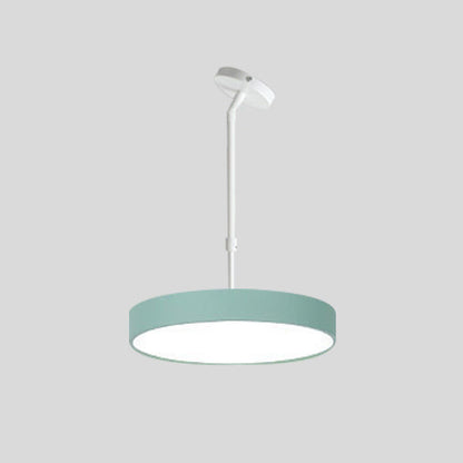 Contemporary Scandinavian Macaron Universal Adjustable Round Cylinder Iron Acrylic LED Pendant Light for Bedroom