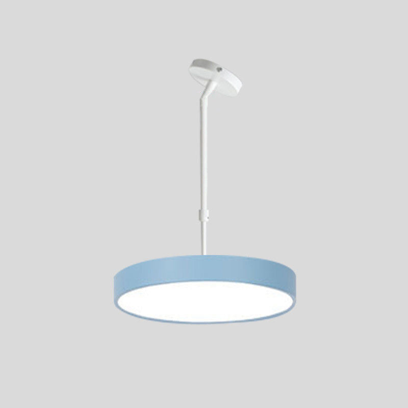 Contemporary Scandinavian Macaron Universal Adjustable Round Cylinder Iron Acrylic LED Pendant Light for Bedroom