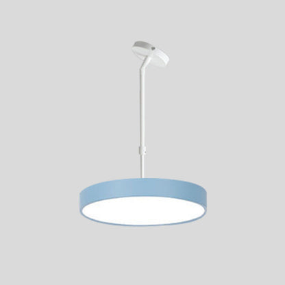 Contemporary Scandinavian Macaron Universal Adjustable Round Cylinder Iron Acrylic LED Pendant Light for Bedroom