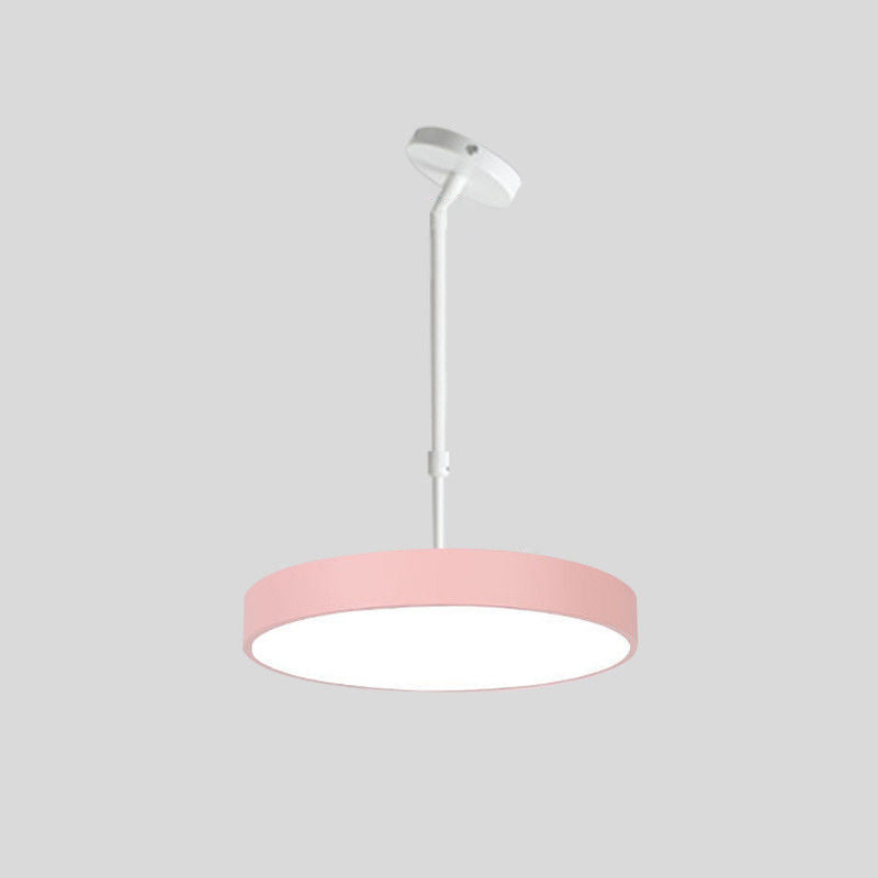 Contemporary Scandinavian Macaron Universal Adjustable Round Cylinder Iron Acrylic LED Pendant Light for Bedroom
