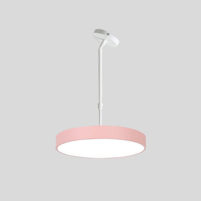 Contemporary Scandinavian Macaron Universal Adjustable Round Cylinder Iron Acrylic LED Pendant Light for Bedroom
