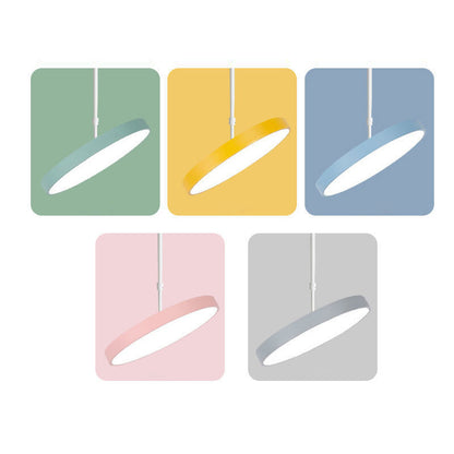 Contemporary Scandinavian Macaron Universal Adjustable Round Cylinder Iron Acrylic LED Pendant Light for Bedroom