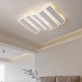 Modern Minimalist Arrangement Fishbone Wave Rectangle Iron Acrylic LED Flush Mount Ceiling Light For Bedroom