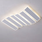 Modern Minimalist Arrangement Fishbone Wave Rectangle Iron Acrylic LED Flush Mount Ceiling Light For Bedroom