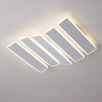 Modern Minimalist Arrangement Fishbone Wave Rectangle Iron Acrylic LED Flush Mount Ceiling Light For Bedroom