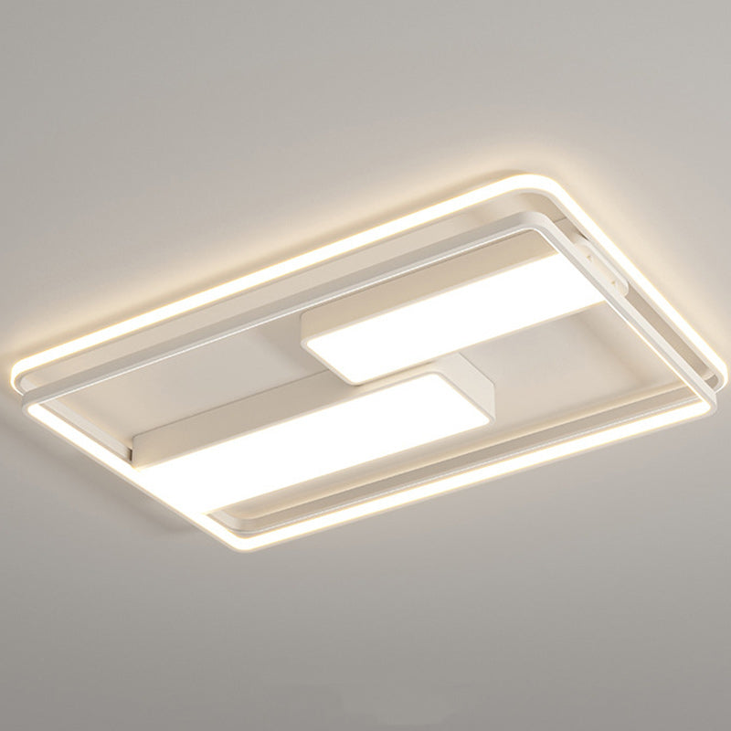 Modern Minimalist Round Square Rectangle Dome Iron Aluminum Acrylic LED Flush Mount Ceiling Light For Bedroom