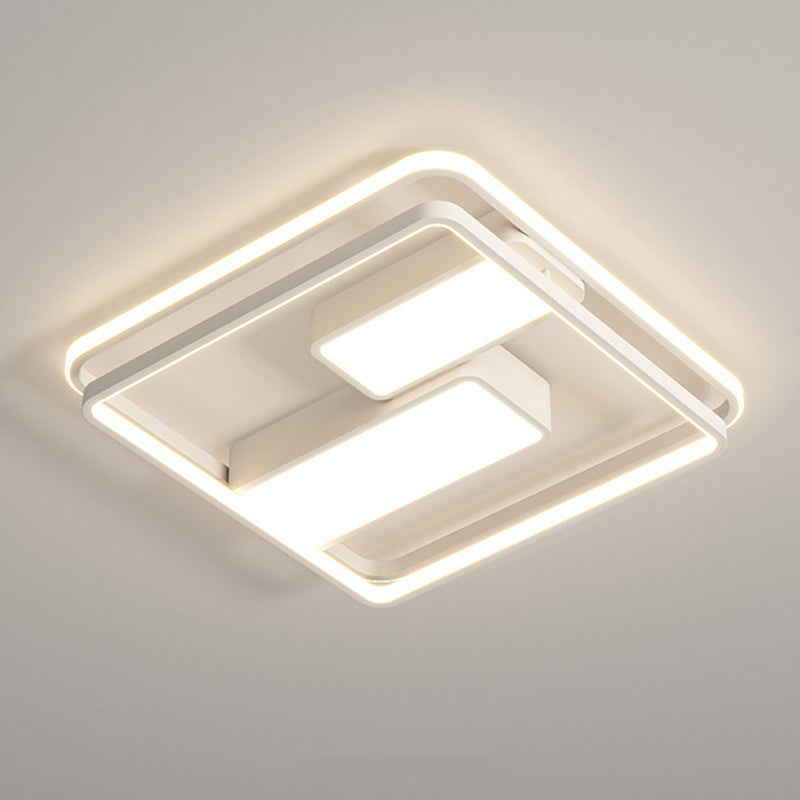 Modern Minimalist Round Square Rectangle Dome Iron Aluminum Acrylic LED Flush Mount Ceiling Light For Bedroom