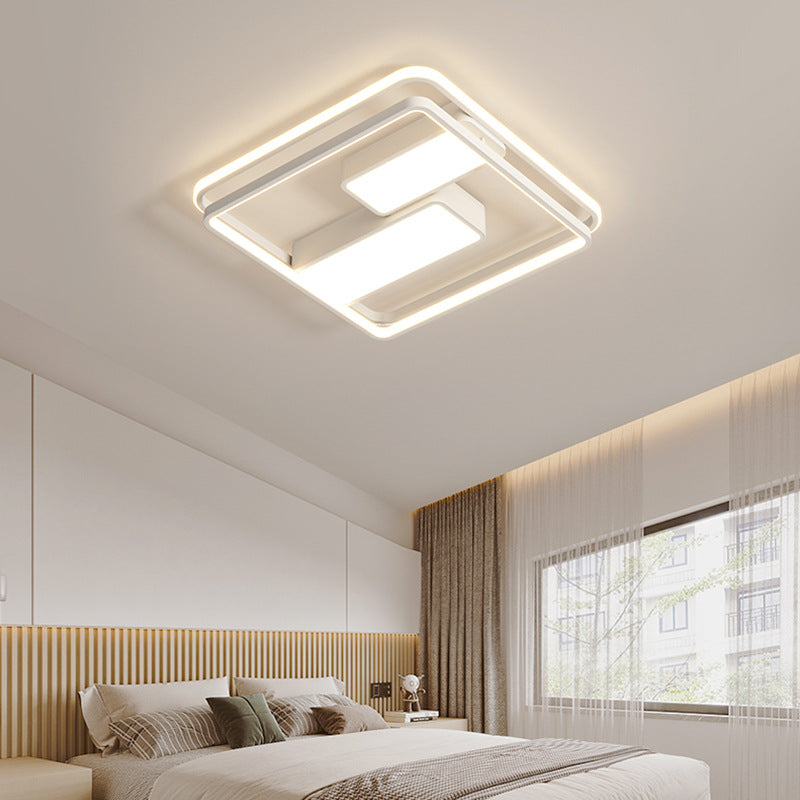 Modern Minimalist Round Square Rectangle Dome Iron Aluminum Acrylic LED Flush Mount Ceiling Light For Bedroom