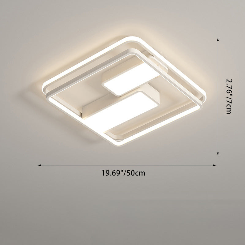 Modern Minimalist Round Square Rectangle Dome Iron Aluminum Acrylic LED Flush Mount Ceiling Light For Bedroom