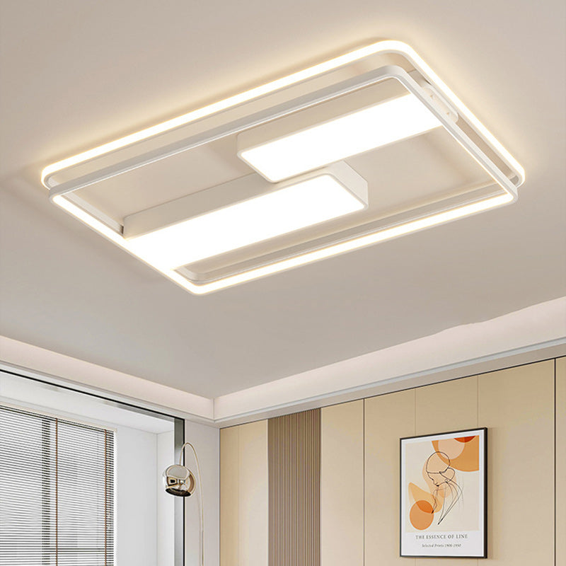 Modern Minimalist Round Square Rectangle Dome Iron Aluminum Acrylic LED Flush Mount Ceiling Light For Bedroom
