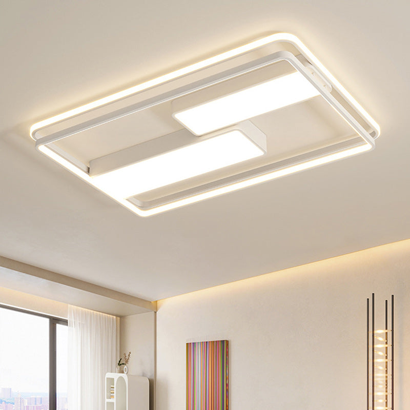 Modern Minimalist Round Square Rectangle Dome Iron Aluminum Acrylic LED Flush Mount Ceiling Light For Bedroom
