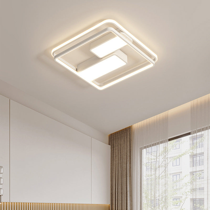 Modern Minimalist Round Square Rectangle Dome Iron Aluminum Acrylic LED Flush Mount Ceiling Light For Bedroom