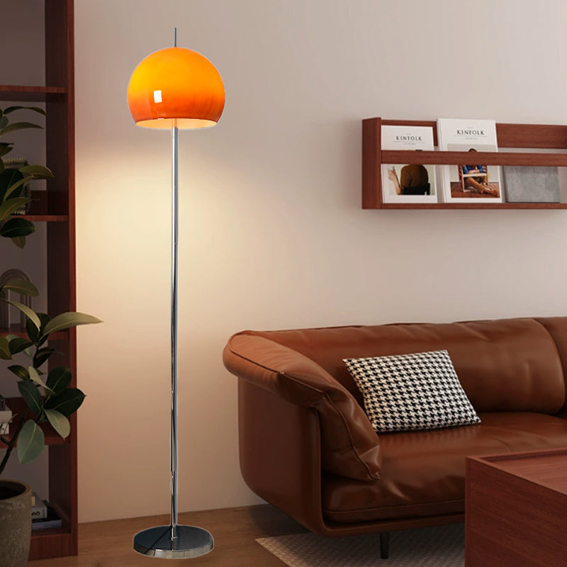 Modern Mid-Century Mushroom Round Iron Acrylic 2-Light Standing Floor Lamp For Living Room Lumendat