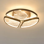 Traditional Chinese Round Square Rectangle Block Splicing Iron Aluminum Acrylic LED Semi-Flush Mount Ceiling Light For Bedroom
