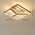 Traditional Chinese Round Square Rectangle Block Splicing Iron Aluminum Acrylic LED Semi-Flush Mount Ceiling Light For Bedroom