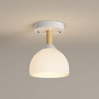 Contemporary Scandinavian Cream Flower Round Oval Iron Glass 1-light Semi-flush Mount Ceiling Light for Bedroom