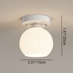 Contemporary Scandinavian Cream Flower Round Oval Iron Glass 1-light Semi-flush Mount Ceiling Light for Bedroom