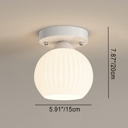 Contemporary Scandinavian Cream Flower Round Oval Iron Glass 1-light Semi-flush Mount Ceiling Light for Bedroom