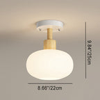 Contemporary Scandinavian Cream Flower Round Oval Iron Glass 1-light Semi-flush Mount Ceiling Light for Bedroom