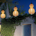 Contemporary Creative Waterproof Gourd Peanut Shape Rattan Stainless Steel 1-light Pendant Light for Outdoor BulbSquare