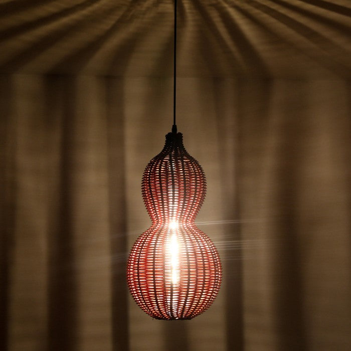 Contemporary Creative Waterproof Gourd Peanut Shape Rattan Stainless Steel 1-light Pendant Light for Outdoor BulbSquare