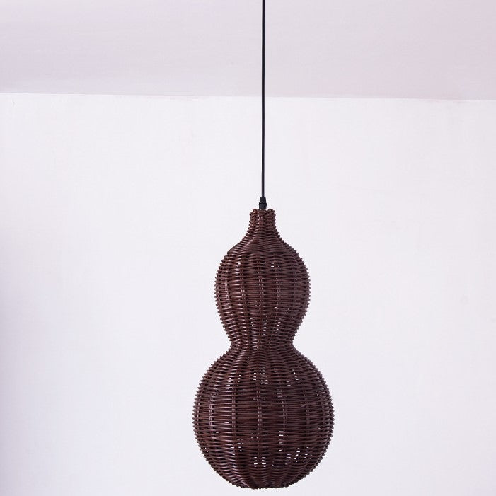 Contemporary Creative Waterproof Gourd Peanut Shape Rattan Stainless Steel 1-light Pendant Light for Outdoor BulbSquare
