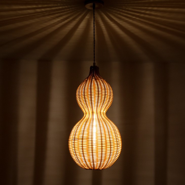 Contemporary Creative Waterproof Gourd Peanut Shape Rattan Stainless Steel 1-light Pendant Light for Outdoor BulbSquare