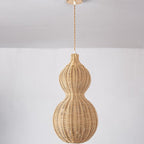 Contemporary Creative Waterproof Gourd Peanut Shape Rattan Stainless Steel 1-light Pendant Light for Outdoor BulbSquare