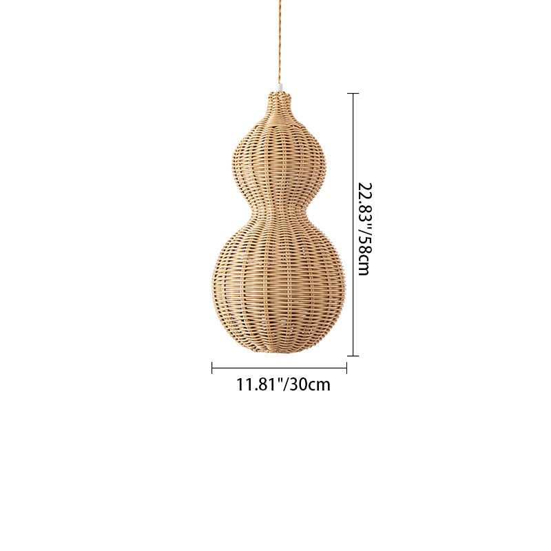 Contemporary Creative Waterproof Gourd Peanut Shape Rattan Stainless Steel 1-light Pendant Light for Outdoor BulbSquare