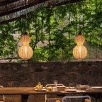 Contemporary Creative Waterproof Gourd Peanut Shape Rattan Stainless Steel 1-light Pendant Light for Outdoor BulbSquare