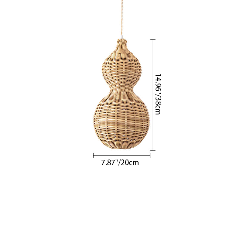 Contemporary Creative Waterproof Gourd Peanut Shape Rattan Stainless Steel 1-light Pendant Light for Outdoor BulbSquare