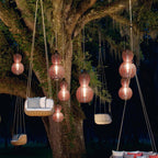 Contemporary Creative Waterproof Gourd Peanut Shape Rattan Stainless Steel 1-light Pendant Light for Outdoor BulbSquare