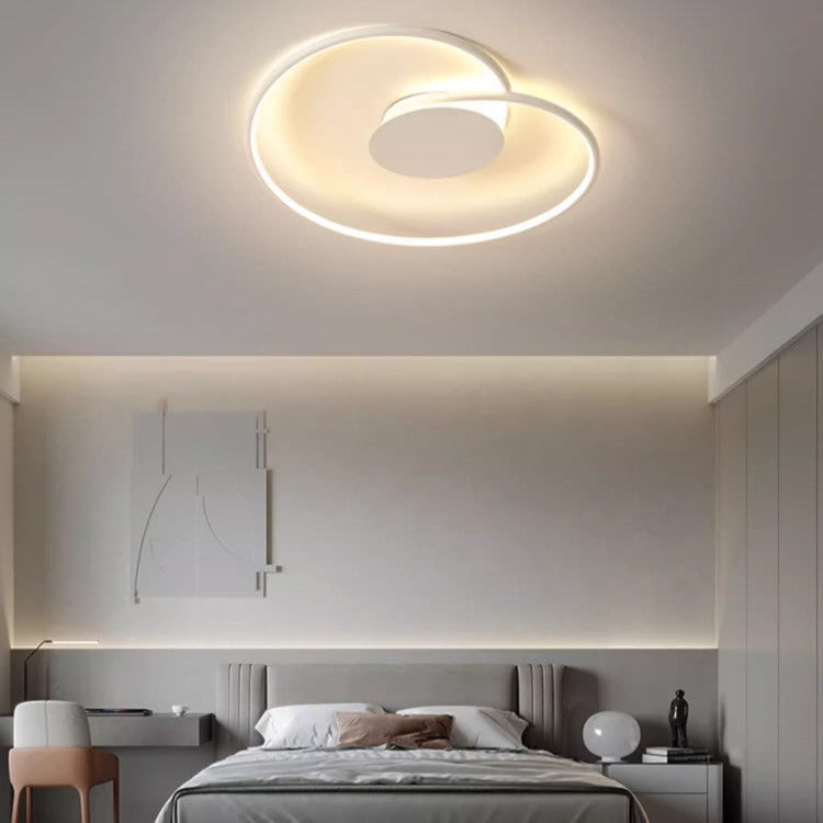 Contemporary Creative Heart Round Iron Aluminum Silicone Semi-flush Mount Ceiling Light for Bedroom