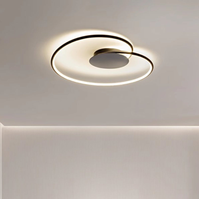 Contemporary Creative Heart Round Iron Aluminum Silicone Semi-flush Mount Ceiling Light for Bedroom