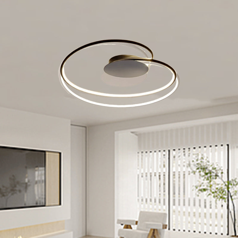 Contemporary Creative Heart Round Iron Aluminum Silicone Semi-flush Mount Ceiling Light for Bedroom
