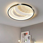 Contemporary Creative Round Square Rectangular Space Moon Iron Aluminum Silicone Acrylic Resin LED Flush Mount Ceiling Light For Bedroom