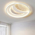 Contemporary Creative Round Square Rectangular Space Moon Iron Aluminum Silicone Acrylic Resin LED Flush Mount Ceiling Light For Bedroom