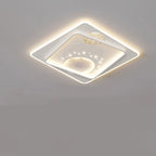 Contemporary Creative Round Square Rectangular Space Moon Iron Aluminum Silicone Acrylic Resin LED Flush Mount Ceiling Light For Bedroom
