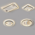 Contemporary Creative Round Square Rectangular Space Moon Iron Aluminum Silicone Acrylic Resin LED Flush Mount Ceiling Light For Bedroom