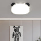 Contemporary Creative Cartoon Panda Round Aluminum Acrylic LED Flush Mount Ceiling Light For Bedroom