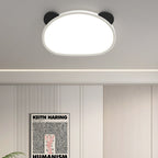Contemporary Creative Cartoon Panda Round Aluminum Acrylic LED Flush Mount Ceiling Light For Bedroom