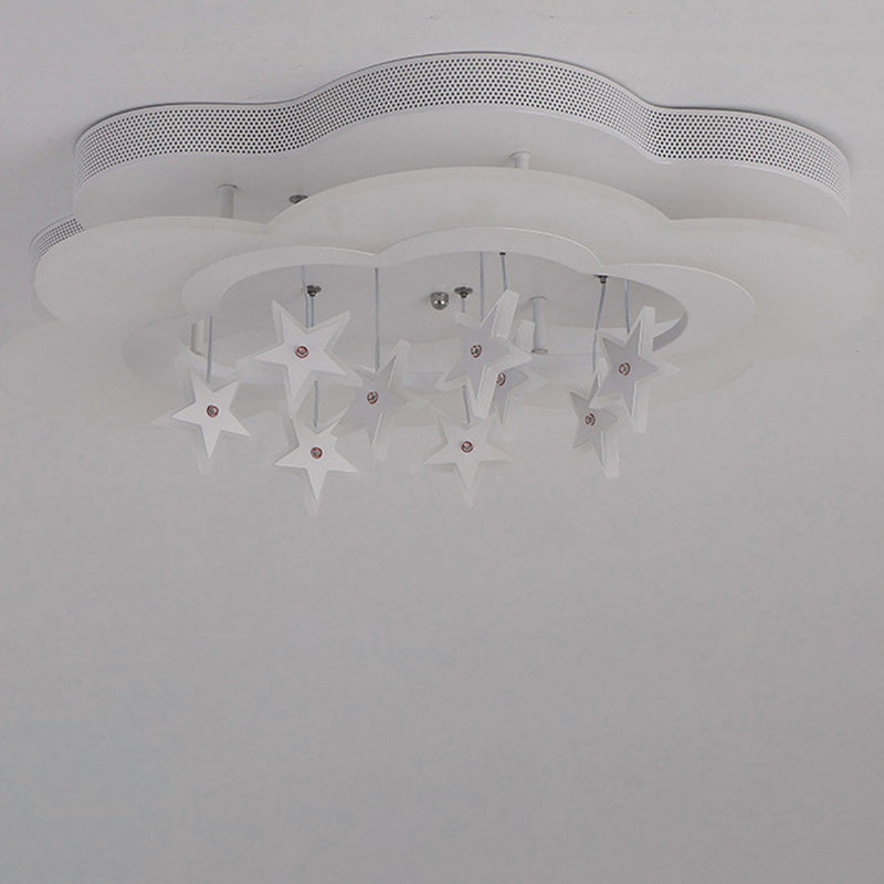 Modern Art Deco Cloud Shape Star Iron Acrylic LED Flush Mount Ceiling Light for Bedroom