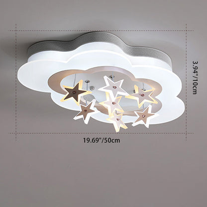 Modern Art Deco Cloud Shape Star Iron Acrylic LED Flush Mount Ceiling Light for Bedroom
