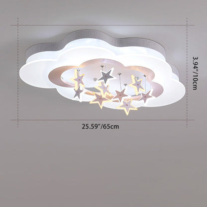 Modern Art Deco Cloud Shape Star Iron Acrylic LED Flush Mount Ceiling Light for Bedroom