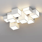 Contemporary Scandinavian Rubik's Cube Square Rectangle Iron Acrylic LED Flush Mount Ceiling Light For Bedroom