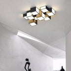 Contemporary Scandinavian Rubik's Cube Square Rectangle Iron Acrylic LED Flush Mount Ceiling Light For Bedroom