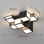 Contemporary Scandinavian Rubik's Cube Square Rectangle Iron Acrylic LED Flush Mount Ceiling Light For Bedroom