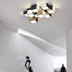 Contemporary Scandinavian Rubik's Cube Square Rectangle Iron Acrylic LED Flush Mount Ceiling Light For Bedroom